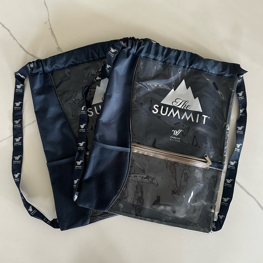 Set of 2 Varsity brand ‘The Summit’ drawstring Backpack with Transparent Panels